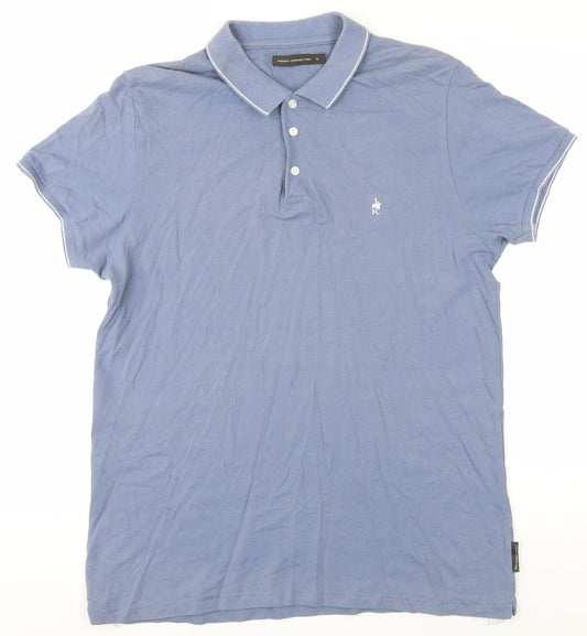 French Connection Men's Blue Collared T-Shirt, XL