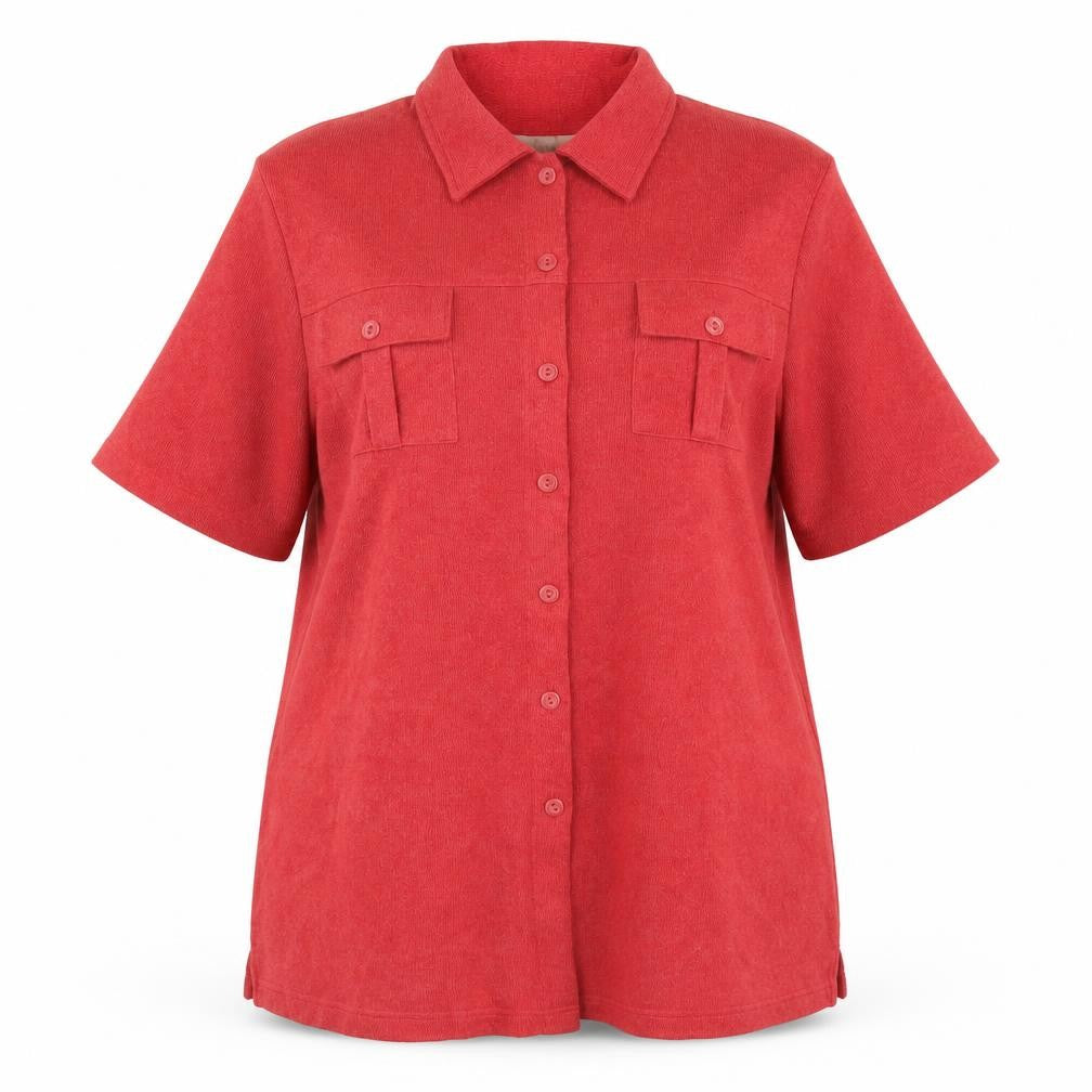 Womens UK Size 18 Ann Harvey Red Polyester Blend Button-Up