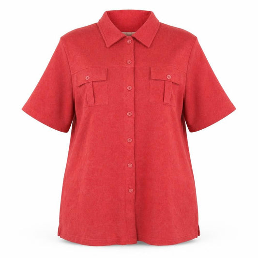 Womens UK Size 18 Ann Harvey Red Polyester Blend Button-Up