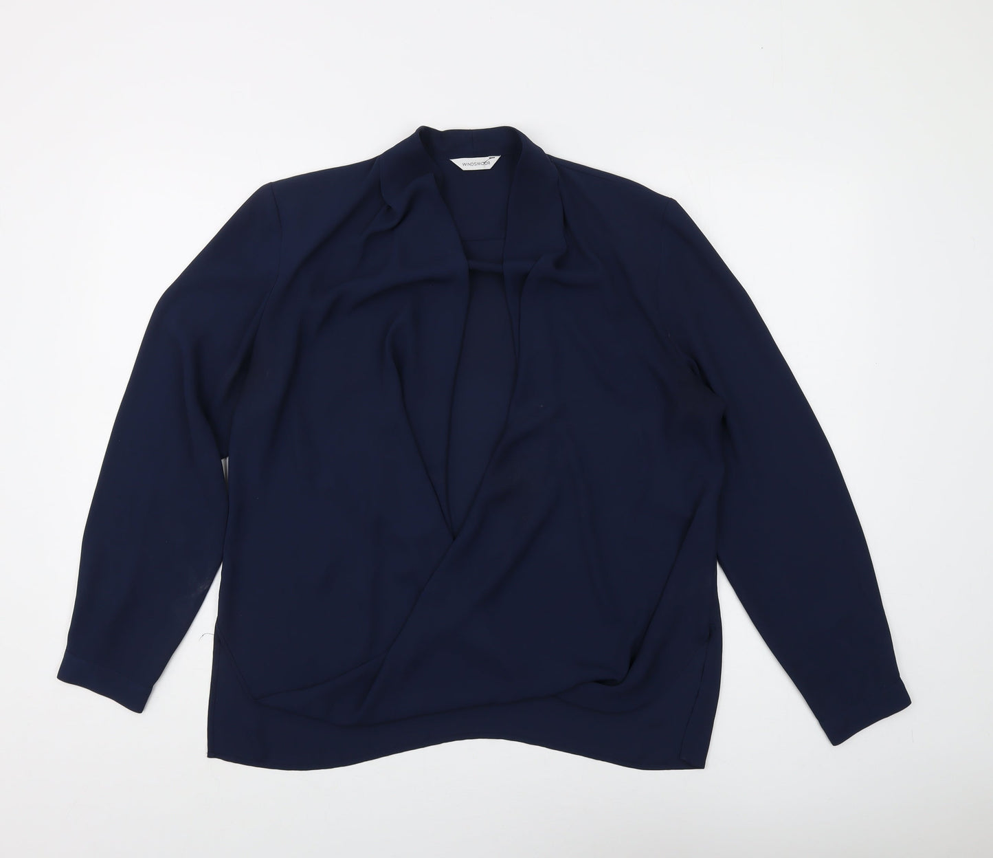 Windsmoor Women's Blue Wrap Blouse Size 12 for Business & Casual
