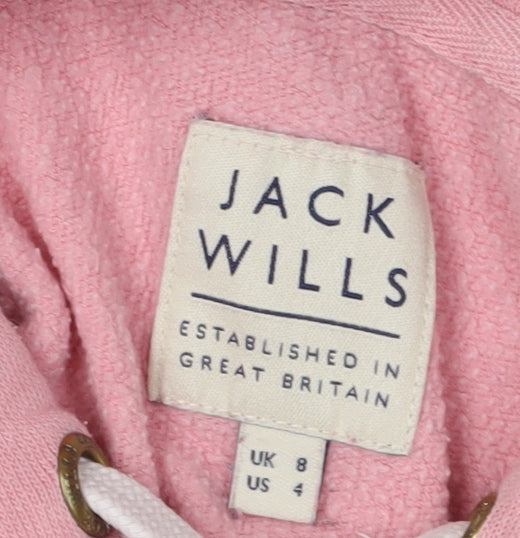 Jack Wills Women's Pink Pullover Hoodie, Size 8