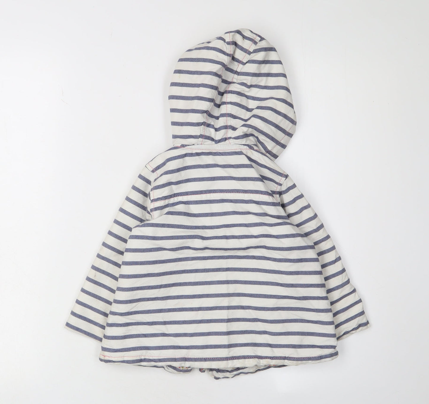 Next Girls Blue Striped Hooded Jacket, 2 Years, Lined
