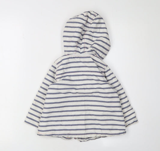 Next Girls Blue Striped Hooded Jacket, 2 Years, Lined