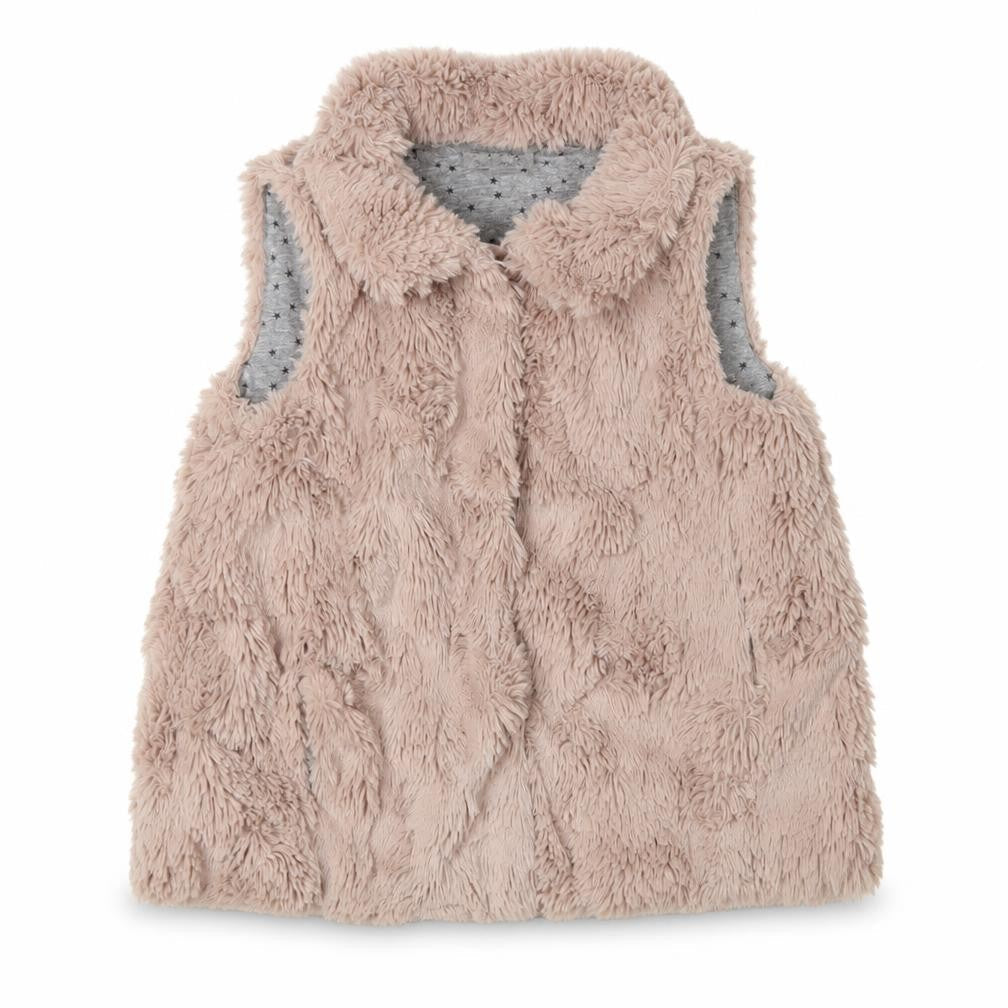 Front view of Next girls’ beige faux fur waistcoat, 8 years