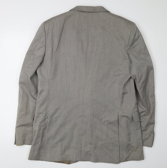 Jaeger Men's Grey Wool Blazer, Size 54L, Classic Fit