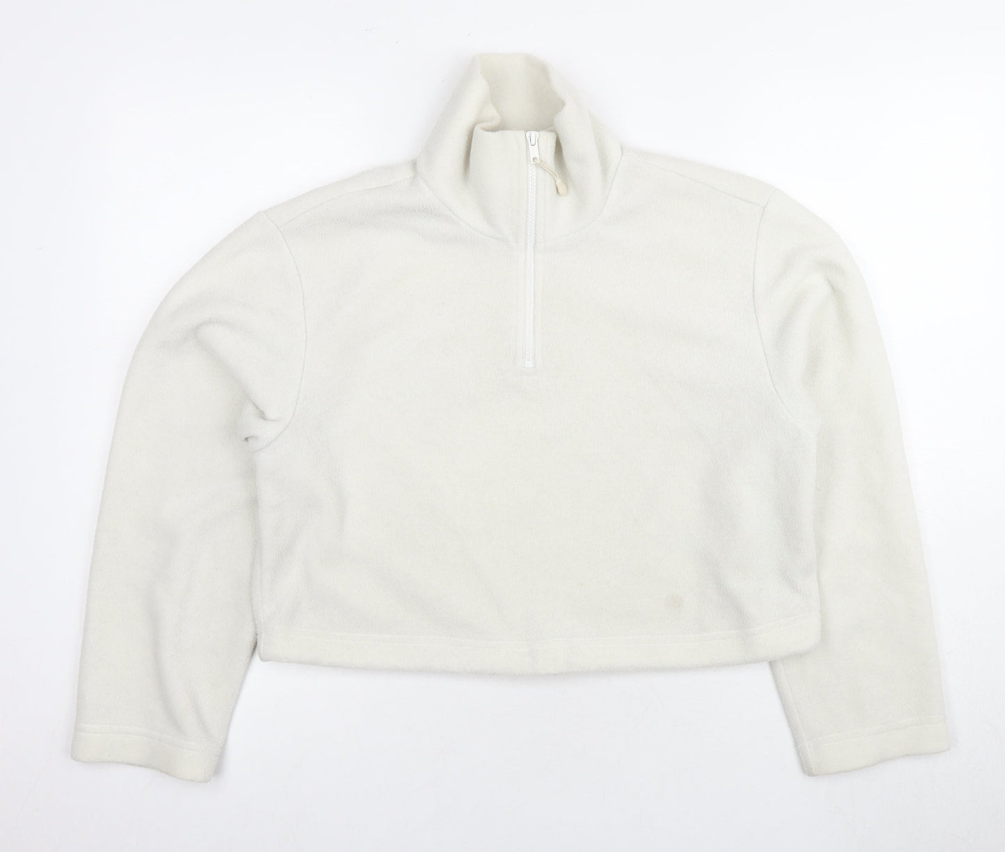 Monki Women's White 1/4 Zip Pullover Sweatshirt Size 12