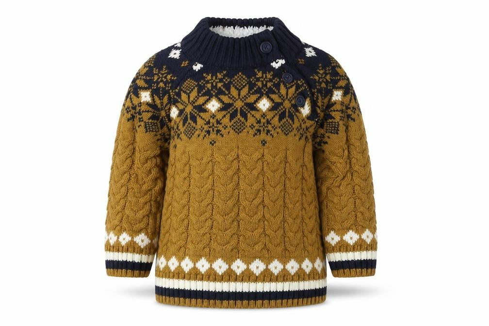 Next Unisex Brown Fair Isle Jumper 12-18 Months Knit