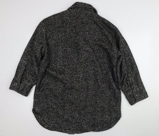 ASOS Women's Black Tweed Herringbone Coat Size 8