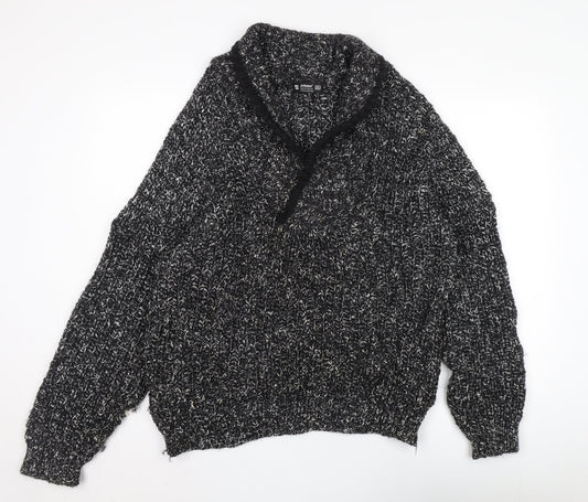 St Michael Men's Black Wool Pullover V-Neck Jumper