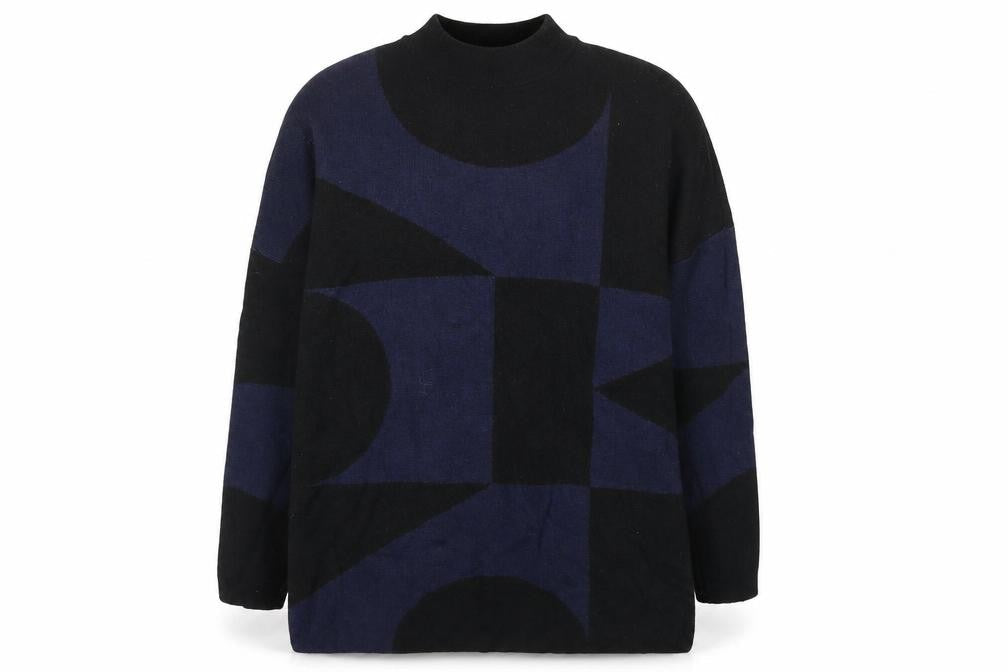 John Lewis Women’s Black Blue Geometric Jumper M