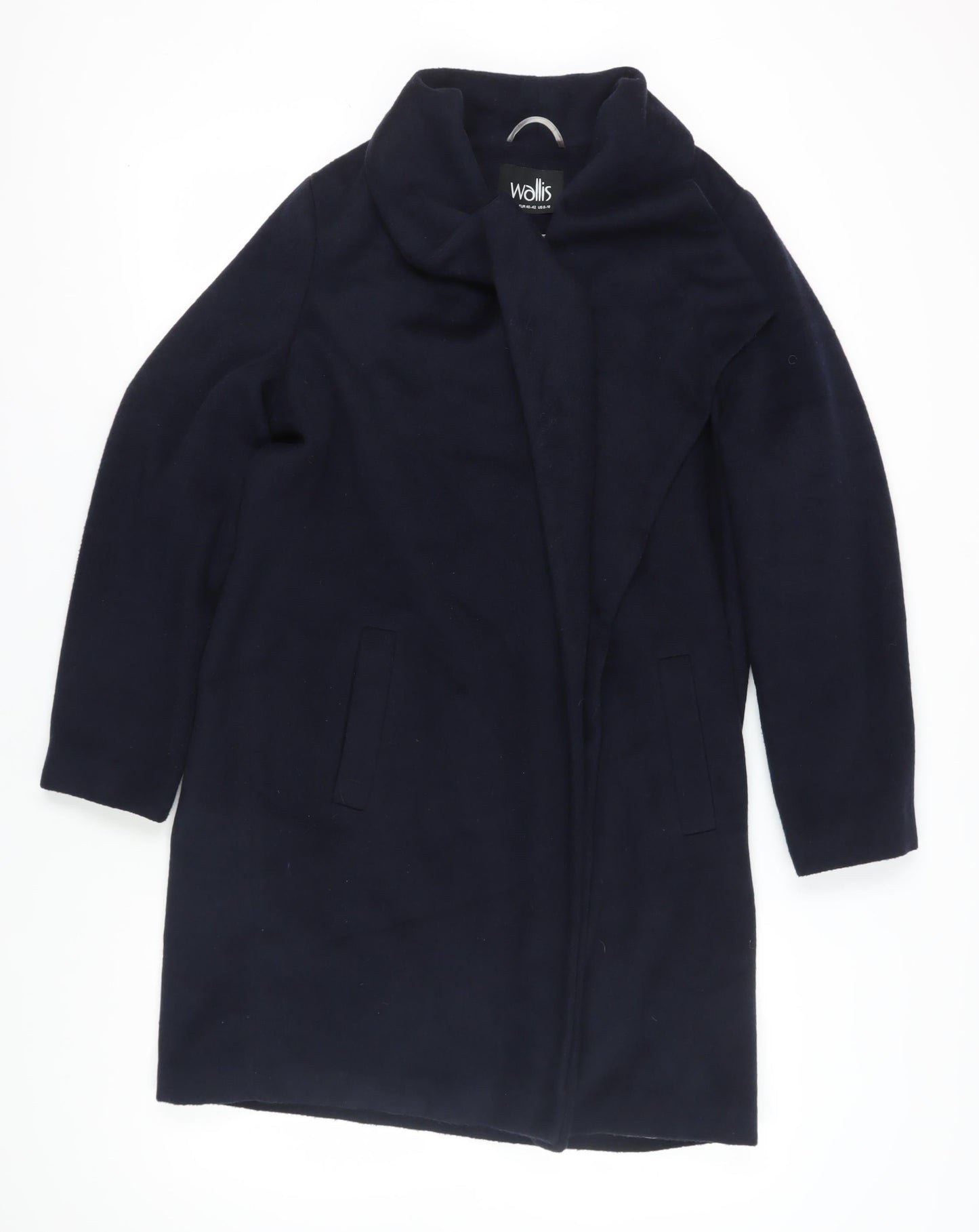 Wallis Women's Black Overcoat M Regular Fit Wool Blend