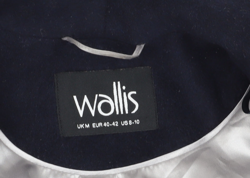 Wallis Women's Black Overcoat M Regular Fit Wool Blend