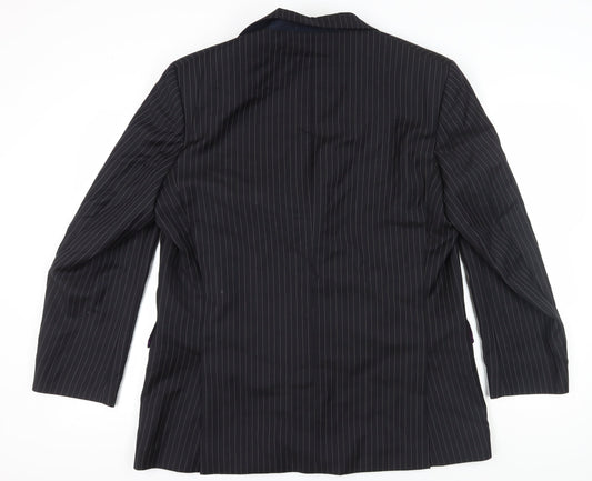 Scott & Taylor Men's Black Striped Blazer, Size 46, Regular Fit