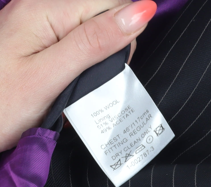 Scott & Taylor Men's Black Striped Blazer, Size 46, Regular Fit
