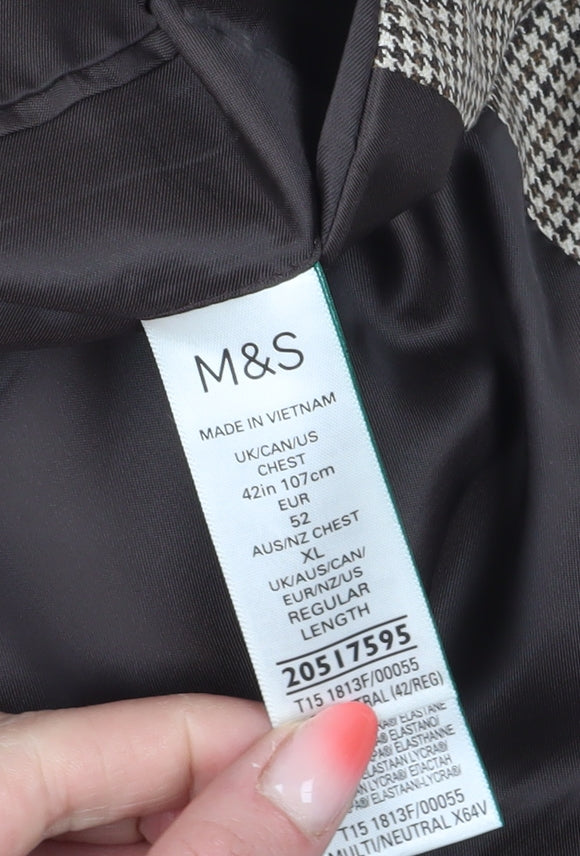 Marks and Spencer Men's Brown Check Blazer, 42, Regular Fit
