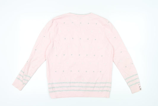 Laura Ashley Women's Pink Polka Dot Pullover Jumper UK 14
