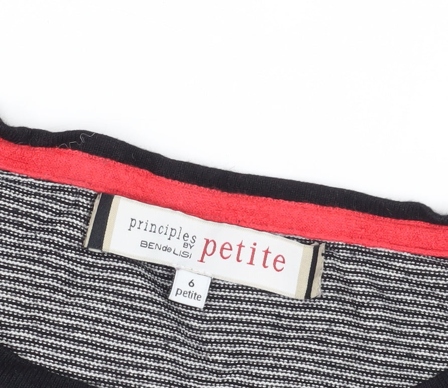 Principles Women's Black Red Striped Pullover, Size 10
