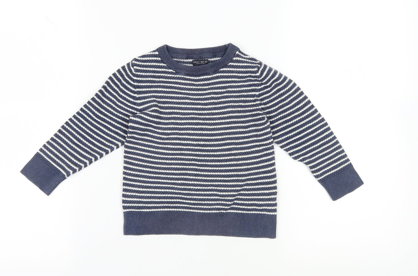 Next Boys Blue Striped Cotton Pullover Jumper 4 Years