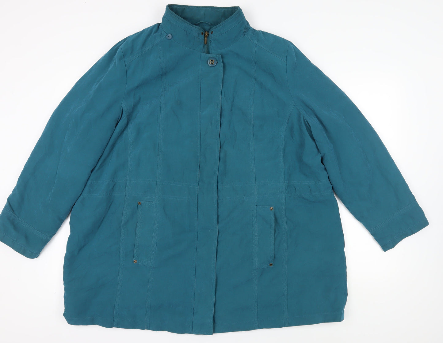 BM Women's Blue XL Basic Jacket Coat with Pockets