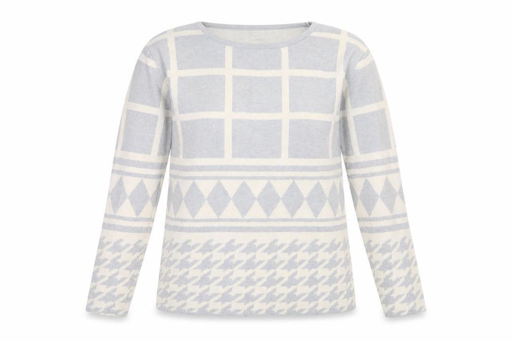 Marks and Spencer Women's Grey Geometric Jumper, Size 14