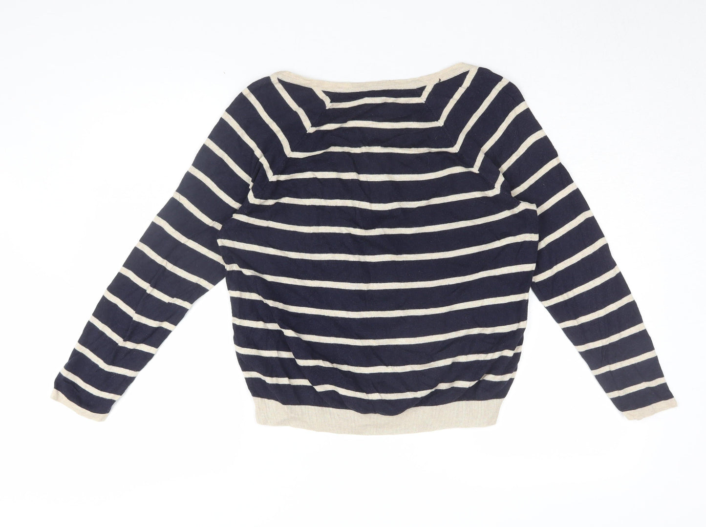 H&M Women's Multicoloured Cropped Striped Blouse - Size 12
