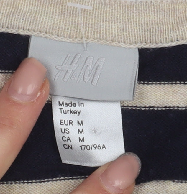H&M Women's Multicoloured Cropped Striped Blouse - Size 12