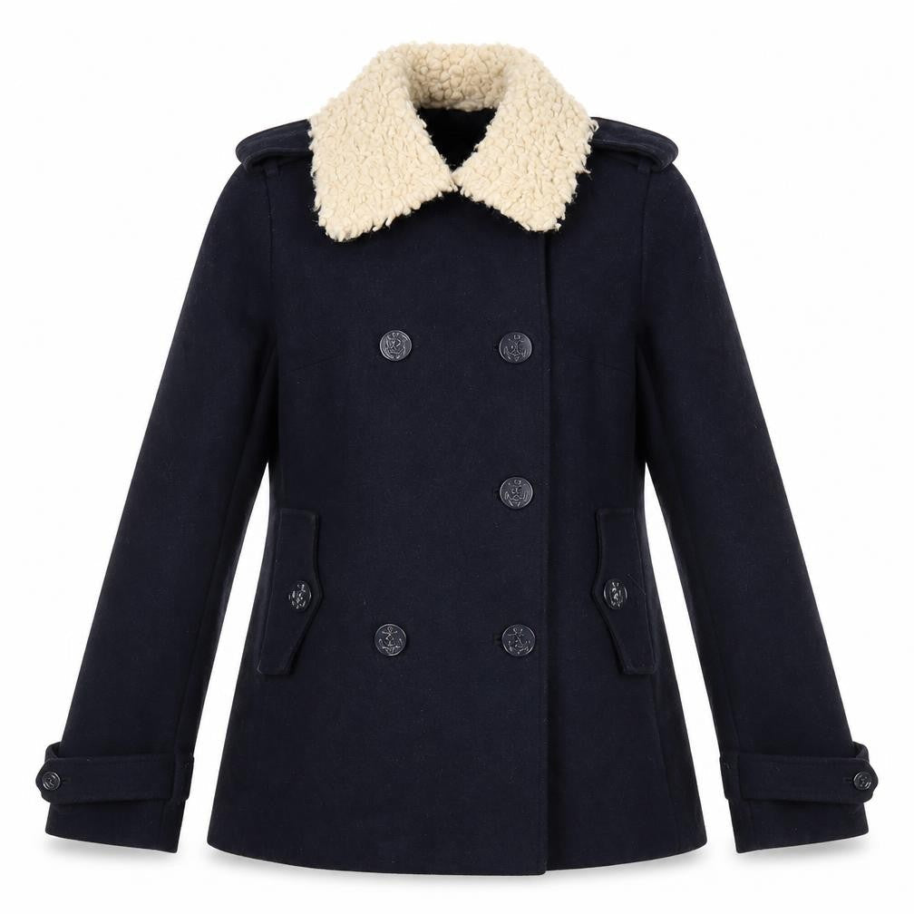 Front view of ASOS Women's Black Wool Pea Coat, size 8