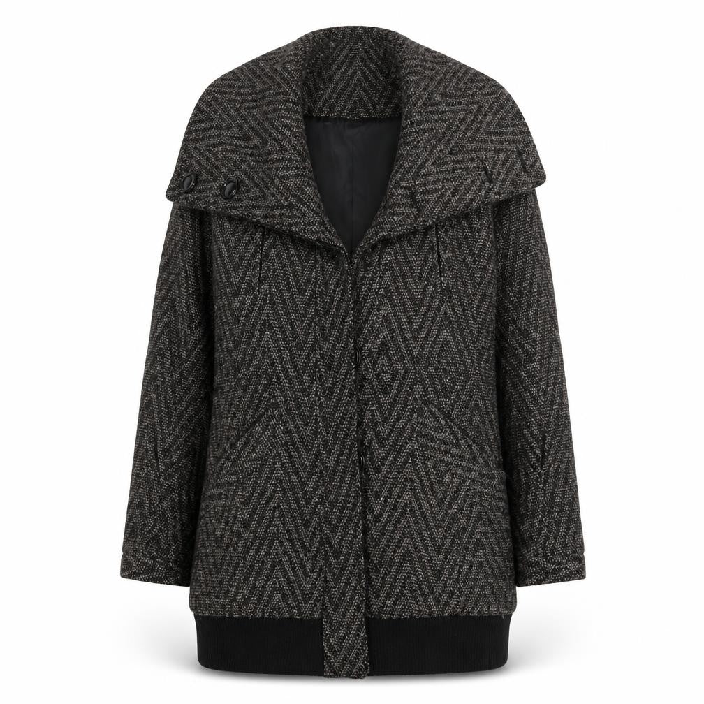 Xdye Women's Black Grey Herringbone Coat Size M