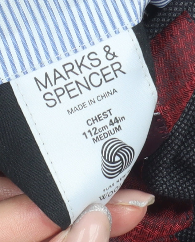 Marks and Spencer Men's Black Wool Blazer, 44R, Formal