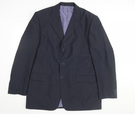 Genesis Men's Black Blazer, 42L, Single-Breasted, Long