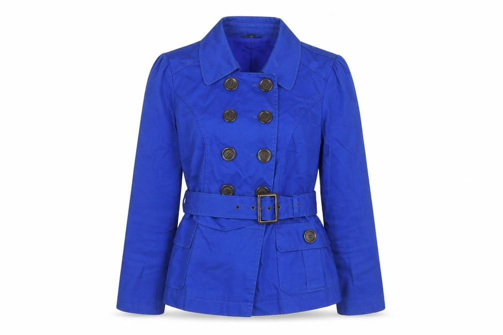Marks and Spencer Women's Blue Belted Trench Jacket Size 12