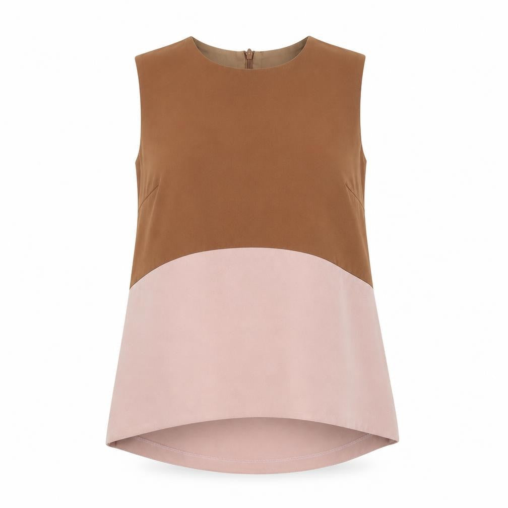Beyond The Vines Women's Brown Colourblock Blouse UK 8