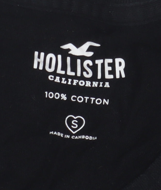 Hollister Women's Black Cotton T-Shirt, Size S, Casual Classic