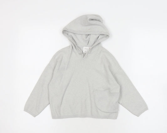 Zara Boys Grey Hooded Pullover Jumper 4-5 Years