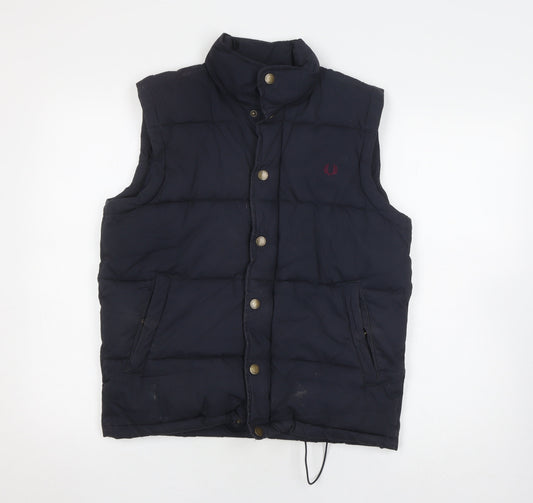Fred Perry Women's Blue Puffer Waistcoat Size S