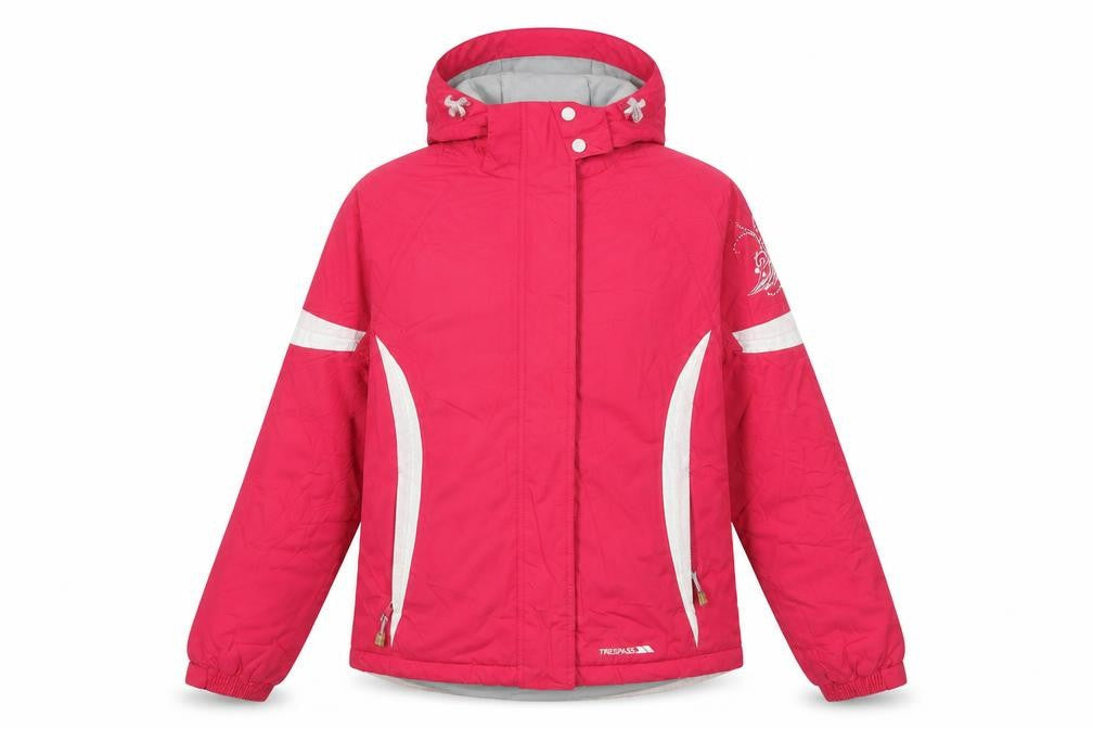 Front view of Trespass girls’ red ski jacket 15-16 years waterproof