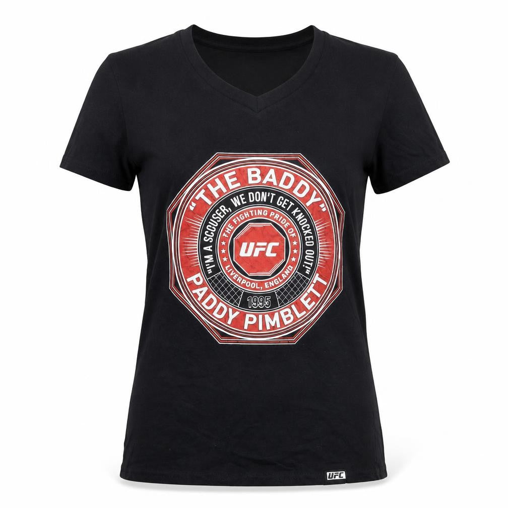 Womens UK Size S UFC Black 100% Cotton T-Shirt