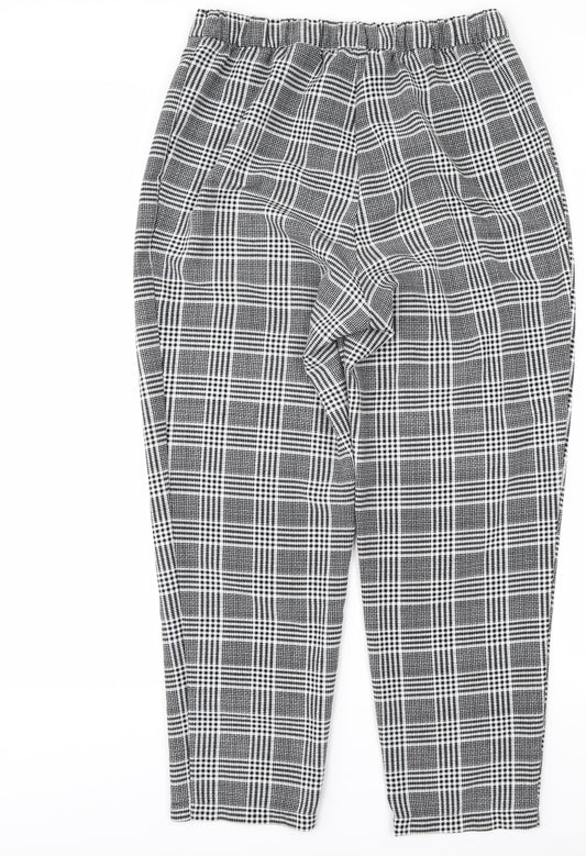 H&M Women's Multicoloured Tapered Plaid Trousers S