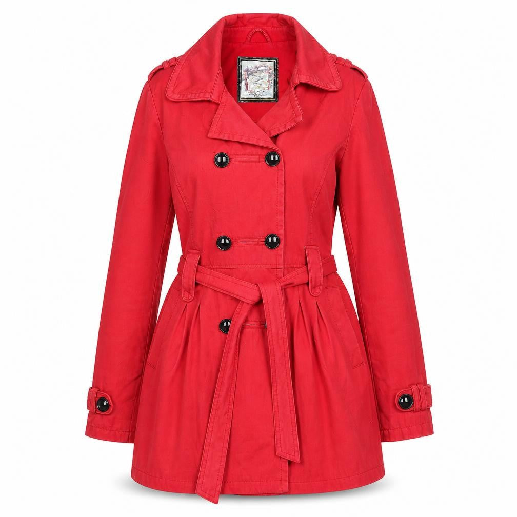 New Look Women's Red Trench Coat Size 12