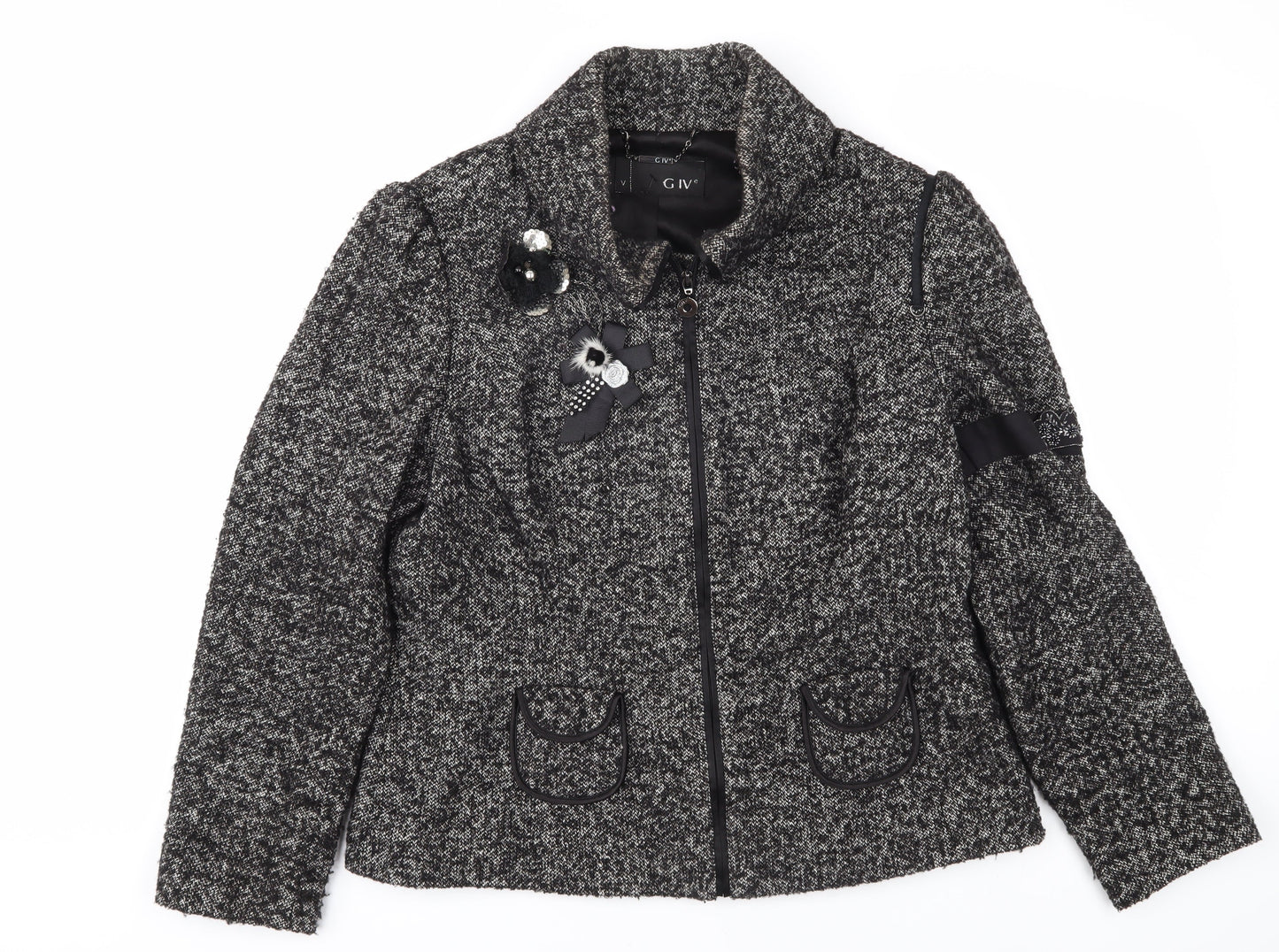 GIVe Women's Black Wool Biker Jacket - Size 5