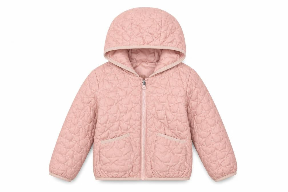 Front view of Marks & Spencer girls’ pink quilted puffer jacket 4-5 years
