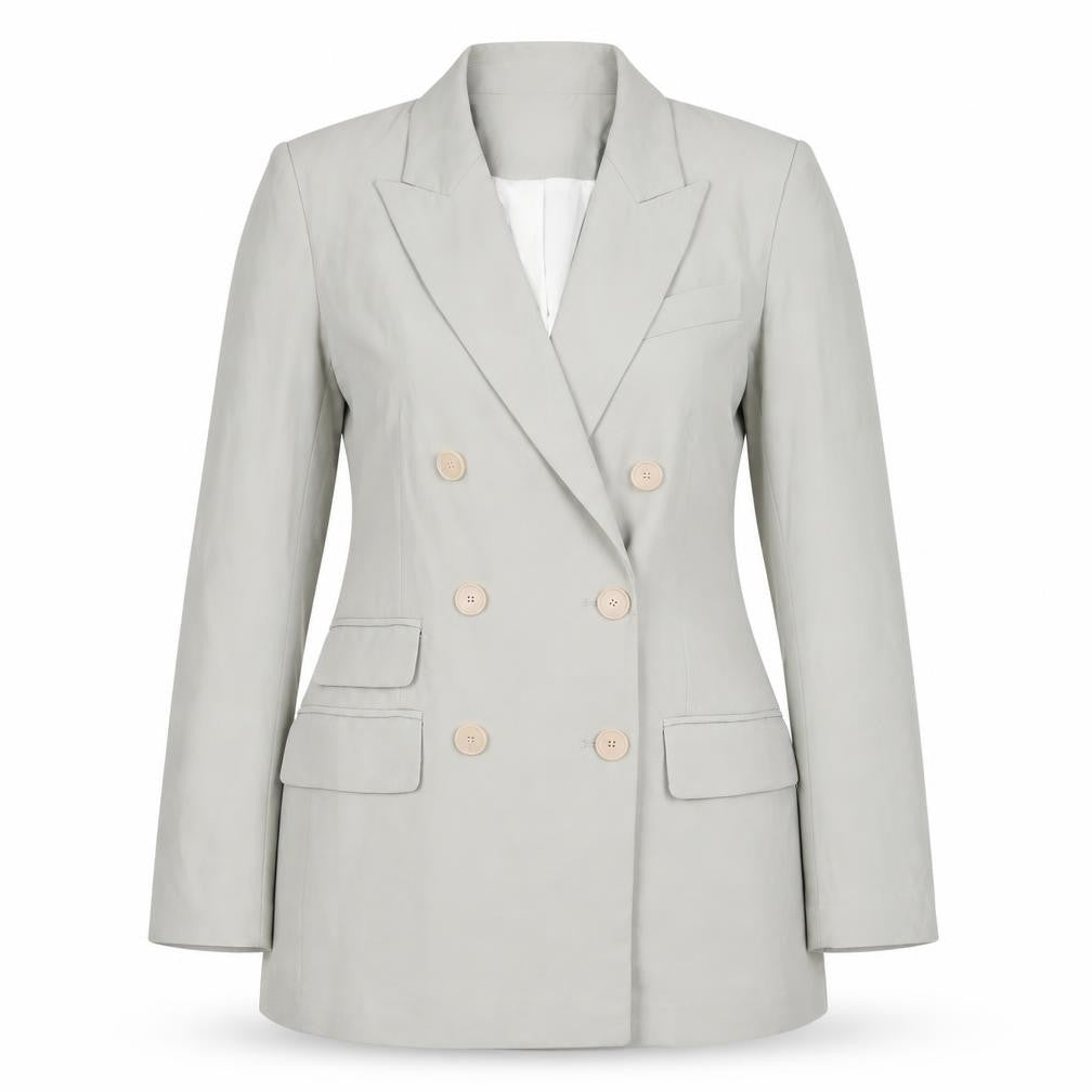 H&M Women's Grey Double Breasted Blazer Size 8