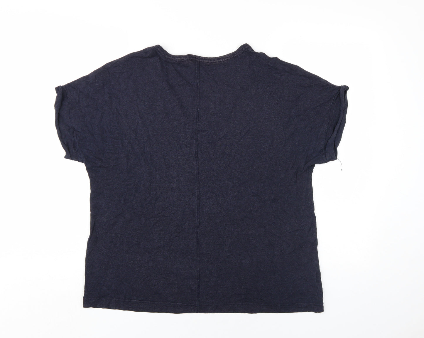 Country Road Women's Blue Linen T-Shirt - Size L, Short Sleeve