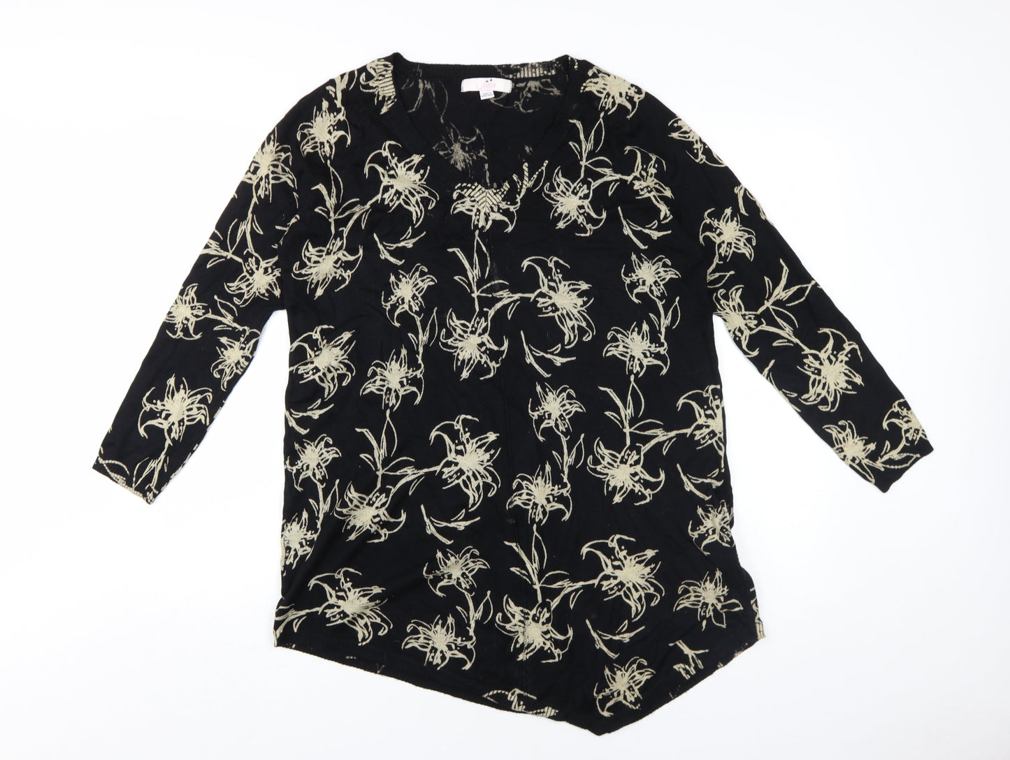 Julipa Women's Black Floral Pullover Jumper, Size 12/14