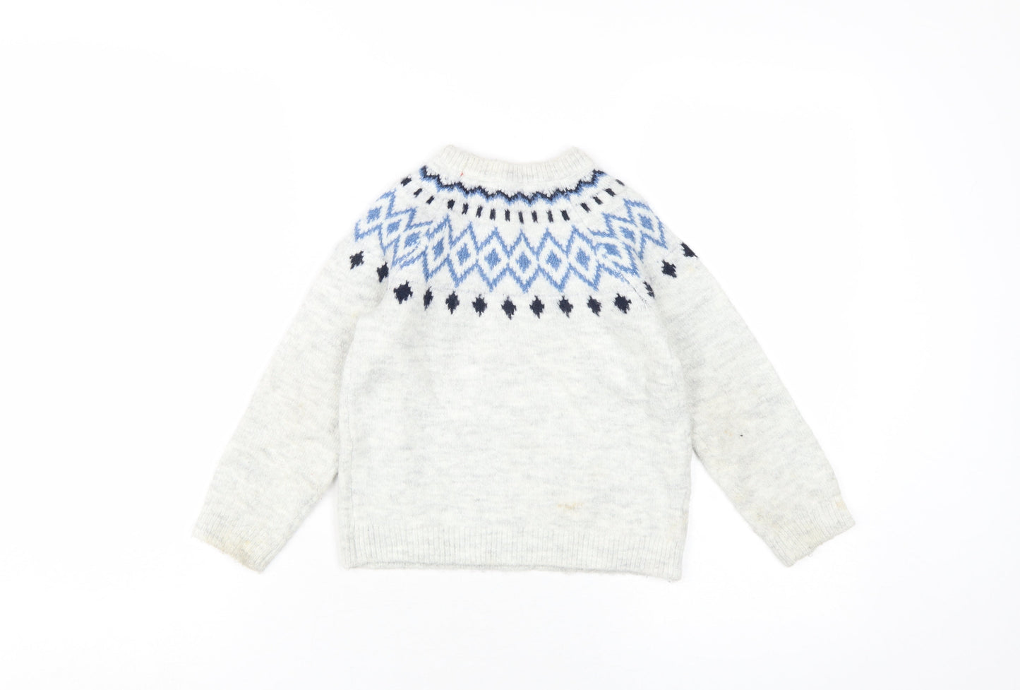 MNG Boys Grey Fair Isle Pullover Jumper 4-5 Years