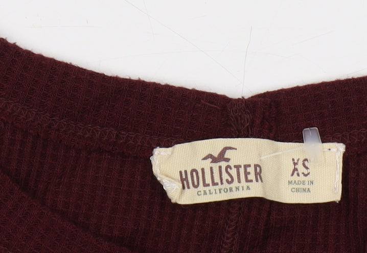 Hollister Women's Burgundy Long Sleeve Jersey XS