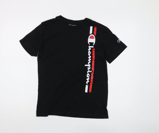 Champion Black Unisex T-Shirt, L, Casual Basic Style