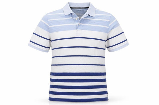 Maine New England Men's Blue Striped Polo M
