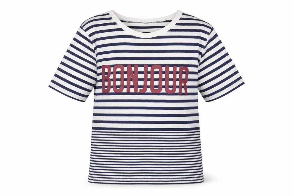 Front view of New Look girls’ striped ringer t-shirt - multicoloured nautical 12-13y