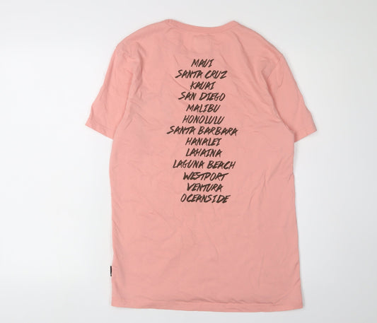 Burton Menswear Pink Graphic T-Shirt, Size S, Beach Style